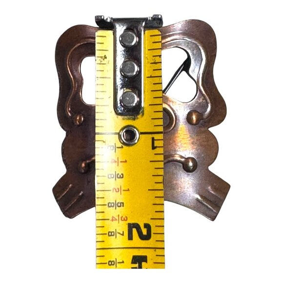 1950 Unsigned Rebajes Modernist Copper Comedy Mask Brooch MCM Drama Face Theatre - Picture 4 of 5